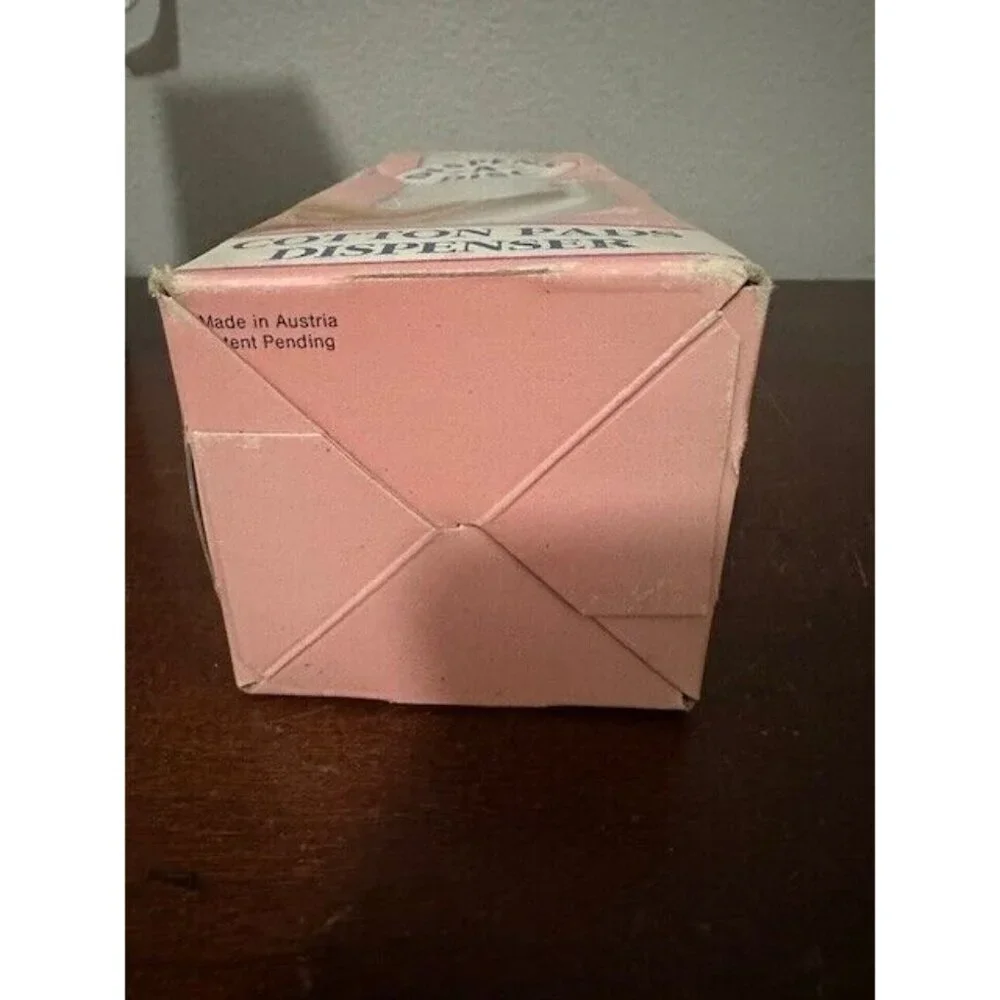 Dispens A Disc Vtg Cotton Rounds Pads Holder Dispenser Lid Makeup Remover NOS